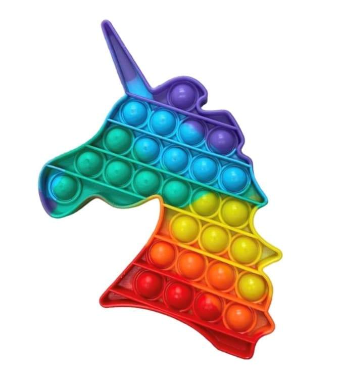 Popper Fidgets Fine Motor Skills Multi-Sensory World Rainbow Unicorn head 